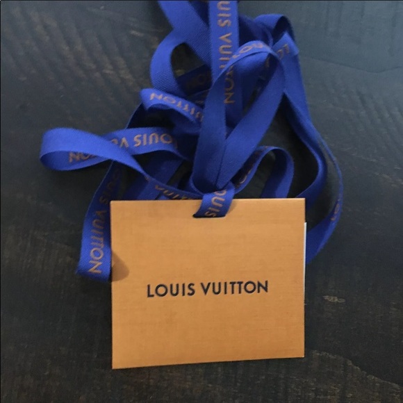 Other - New LOUIS VUITTON CLASSIC Blank Mini Gift Card Tag with Blue Logo Ribbons
